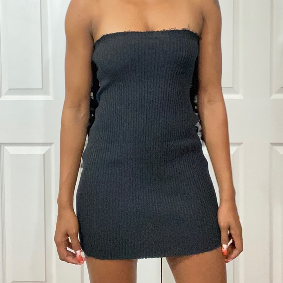 black mini tube dress